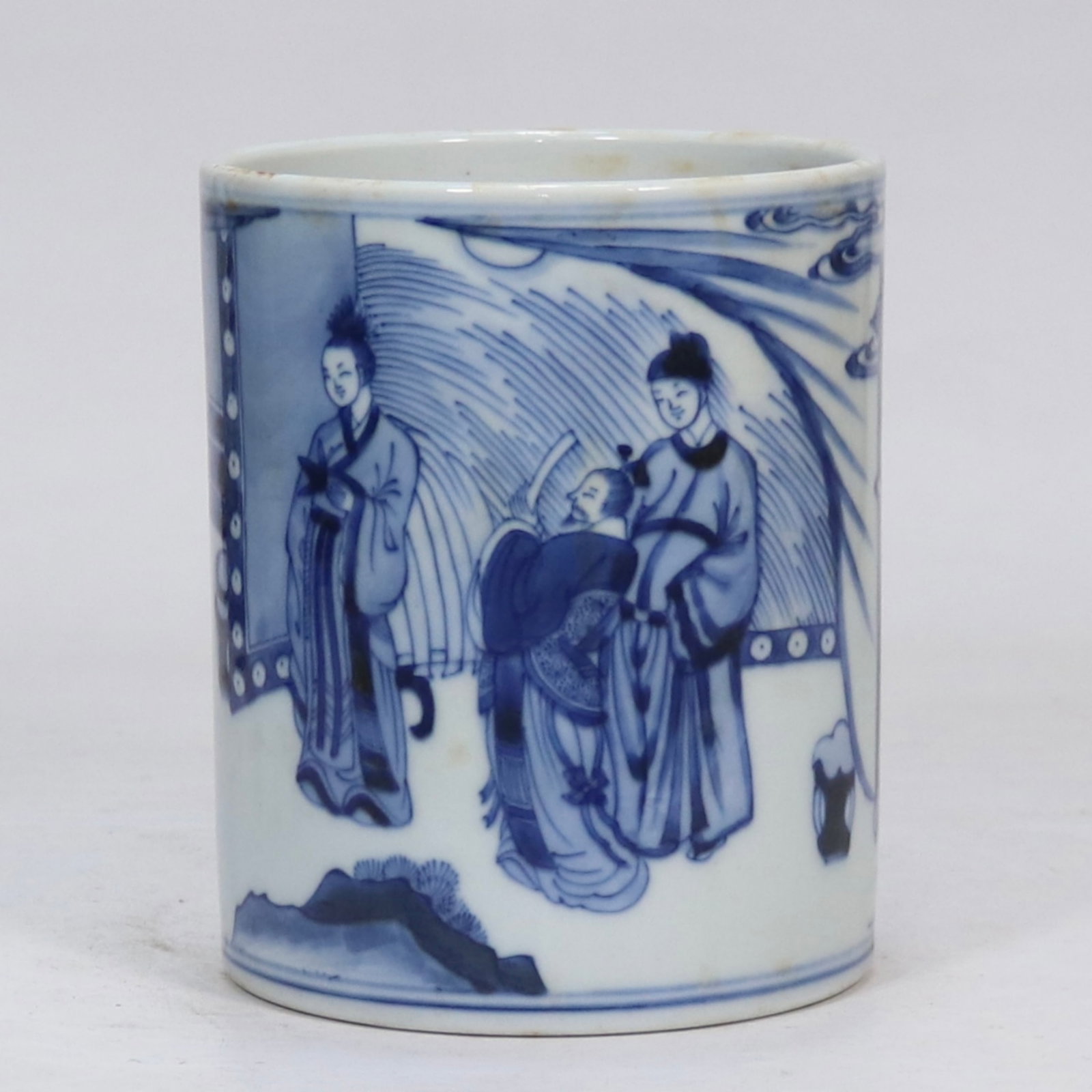 A Chinese Blue and White Porcelain Brush Pot (1 of 9)