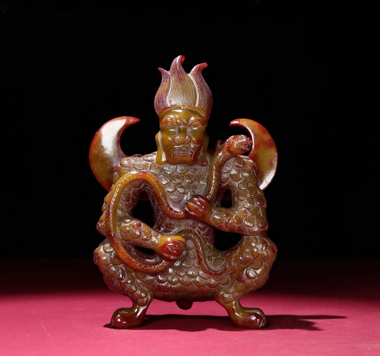 A Chinese Carved Jade Figure of Buddha: A Chinese Carved Jade Figure of Buddha. Lg. 12.3cm, Wd. 17.6cm, Th. 5cm, Wt. 877g