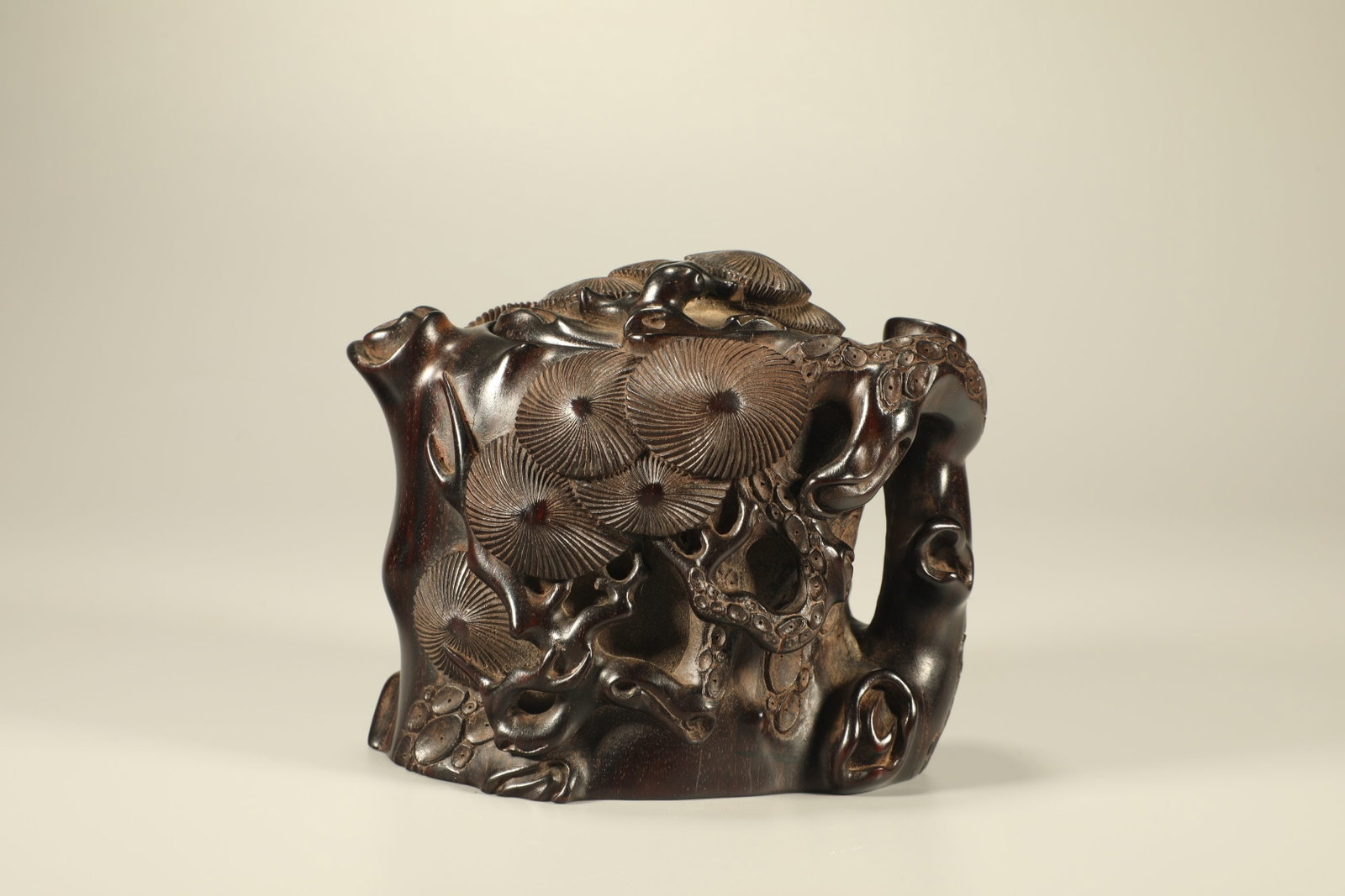 A Chinese Carved Hardwood Tea Pot (1 of 6)