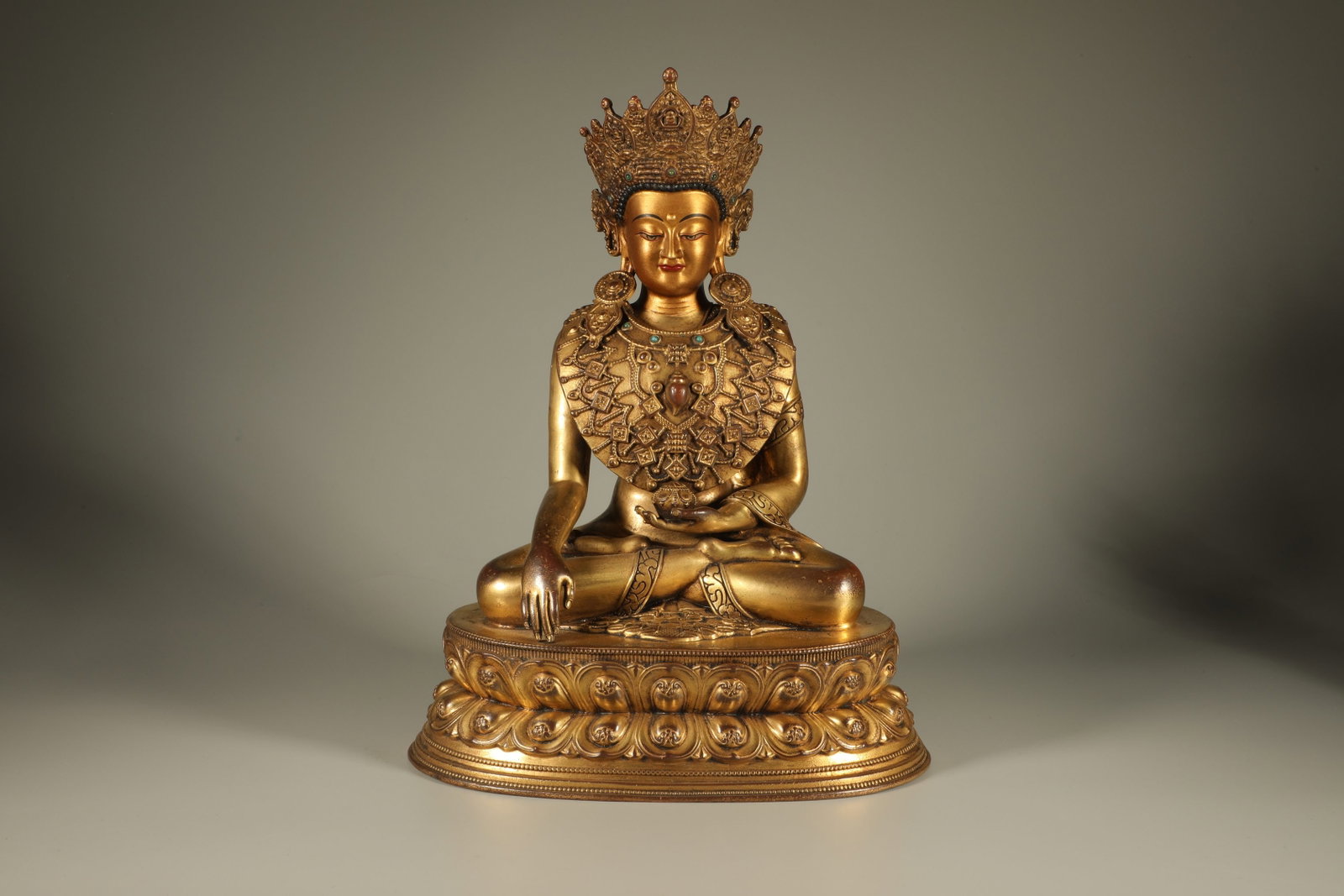 A Chinese Gilt Bronze Figure of Buddha: A Chinese Gilt Bronze Figure of Buddha. Ht. 31cm, Wd. 24cm, Lg. 16.5cm