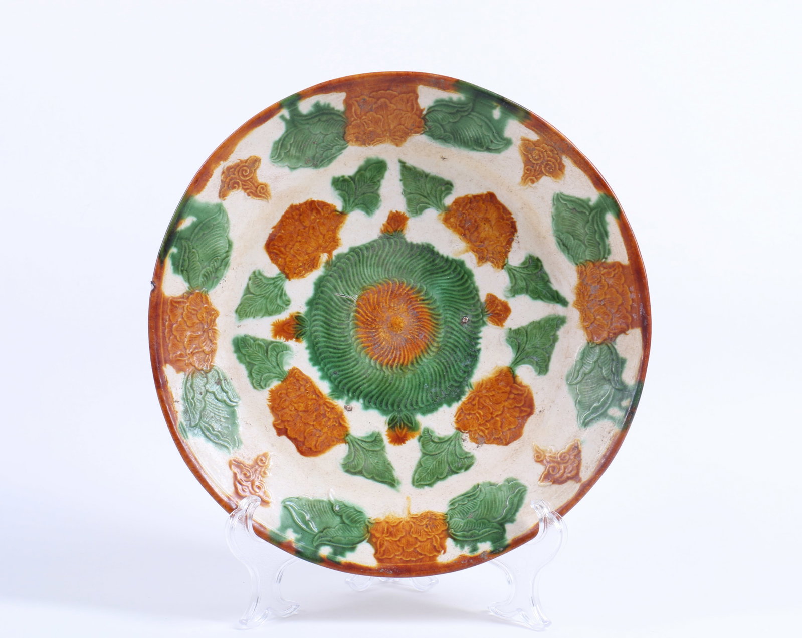 A Chinese Glazed Sancai Porcelain Plate (1 of 7)