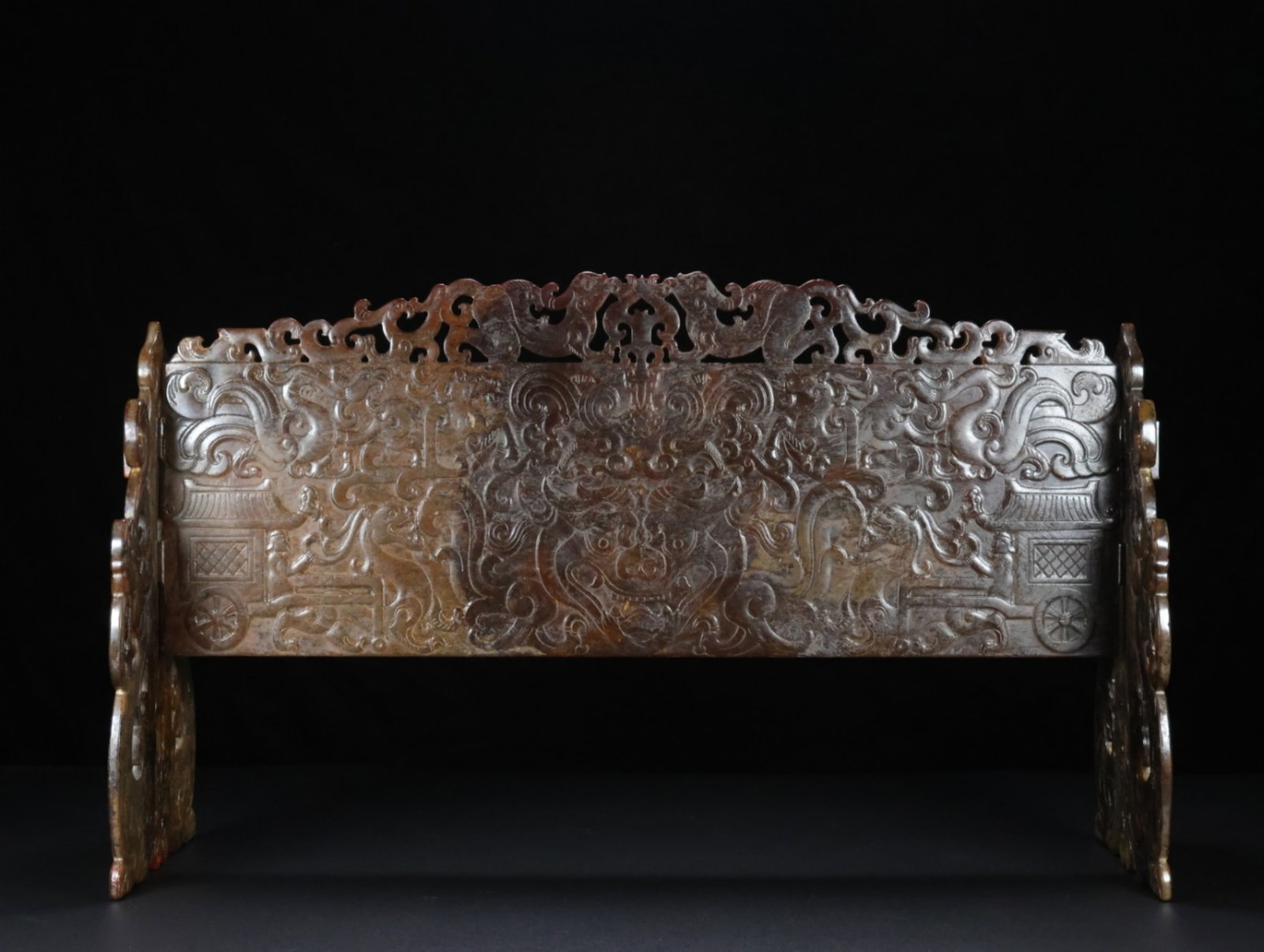 A Chinese Carved Jade Dragon and Phoenix Table Screen (1 of 9)