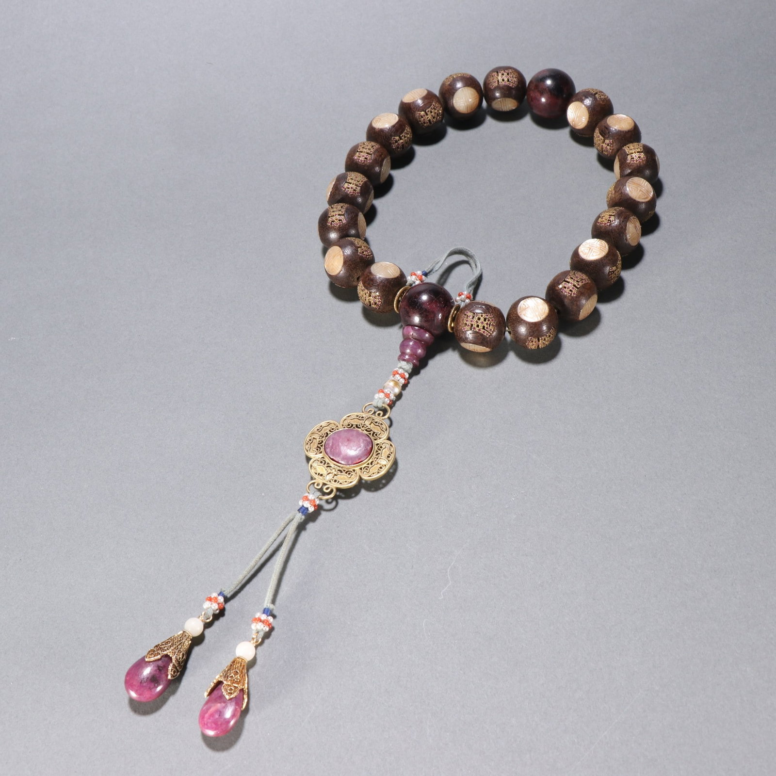A Chinese Carved Hardwood Prayers Beads (1 of 9)