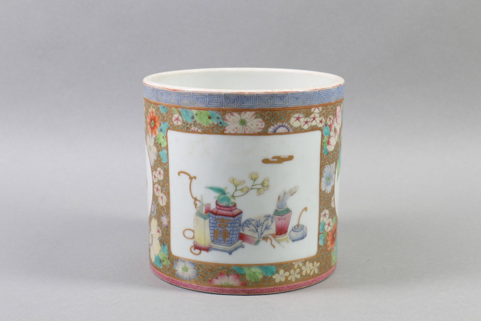 A Chinese Famille-Rose Porcelain Brush Pot (1 of 9)