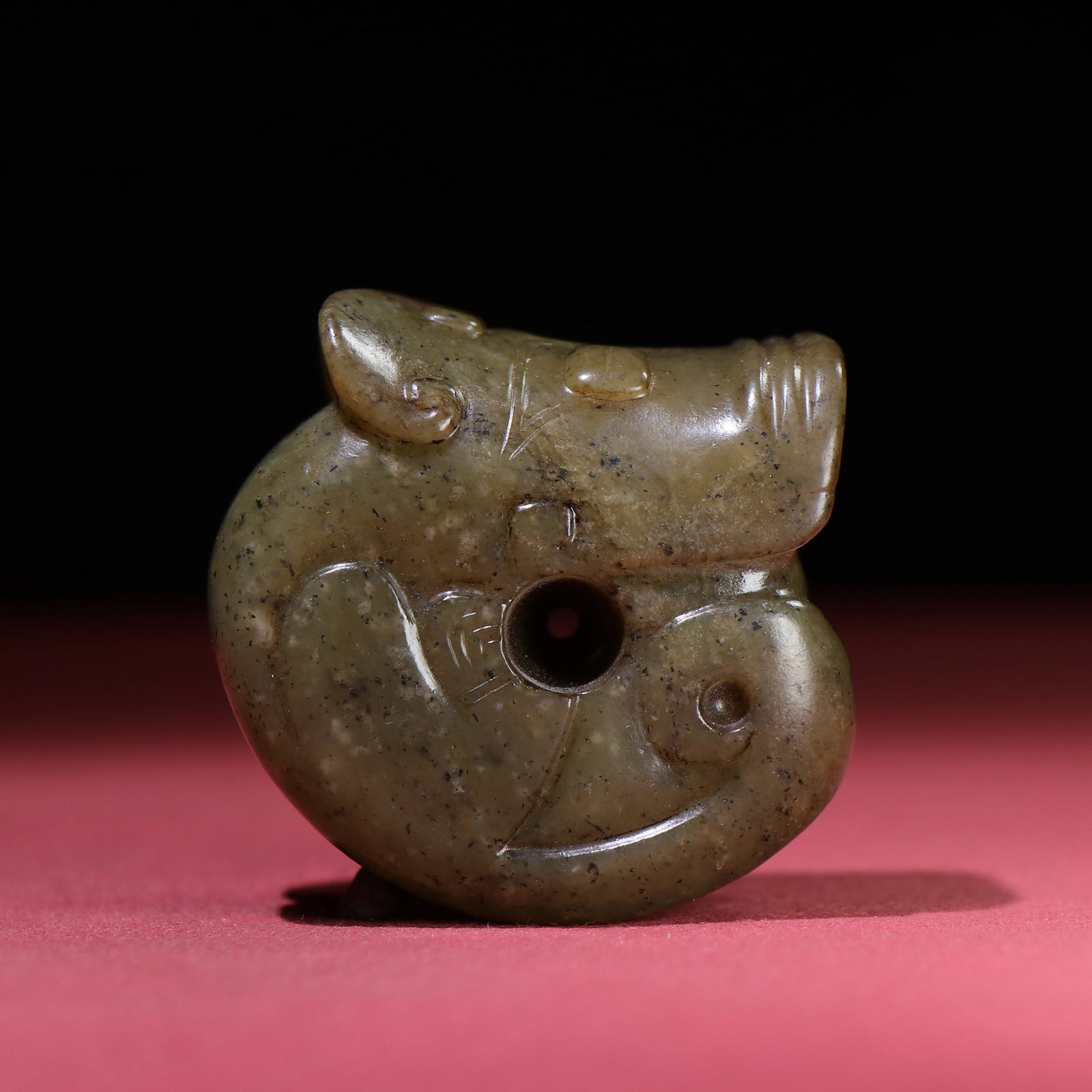 A Chinese Carved Jade Dragon Pendant: A Chinese Carved Jade Dragon Pendant. Lg. 6cm, Wd. 5.8cm, Th. 4.2cm, Wt. 294g