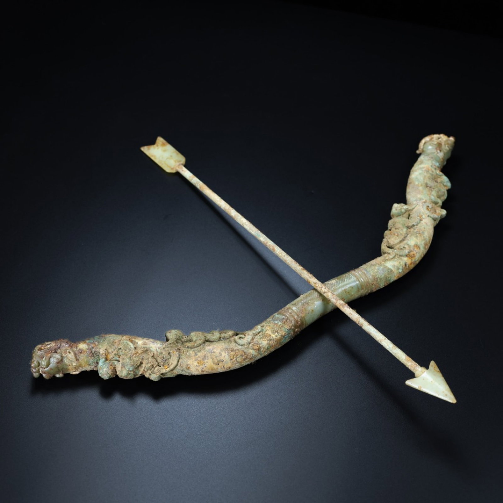 A Chinese Carved Jade Bowl and Arrow (1 of 10)