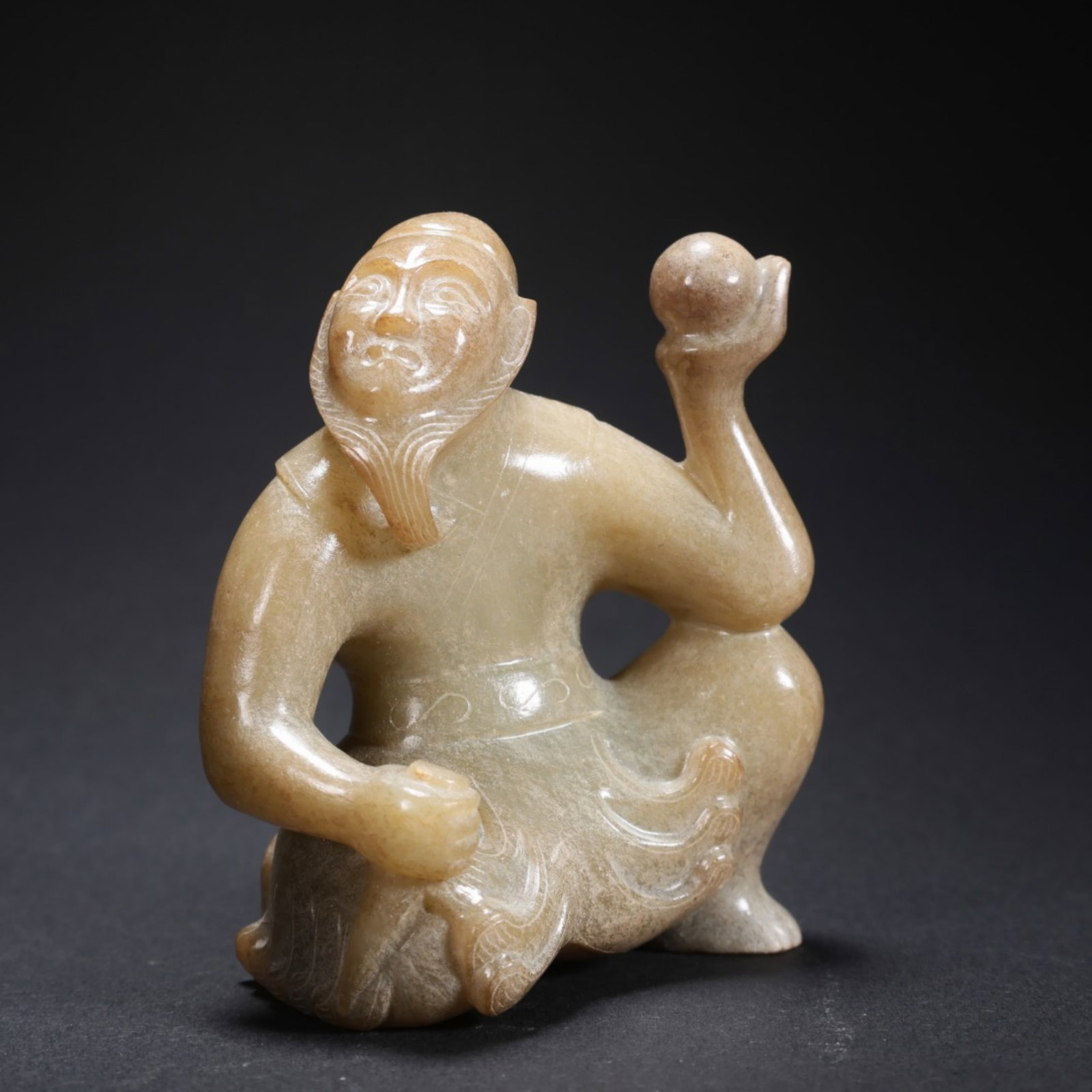 A Chinese Carved Jade Figure of Foreigner (1 of 9)