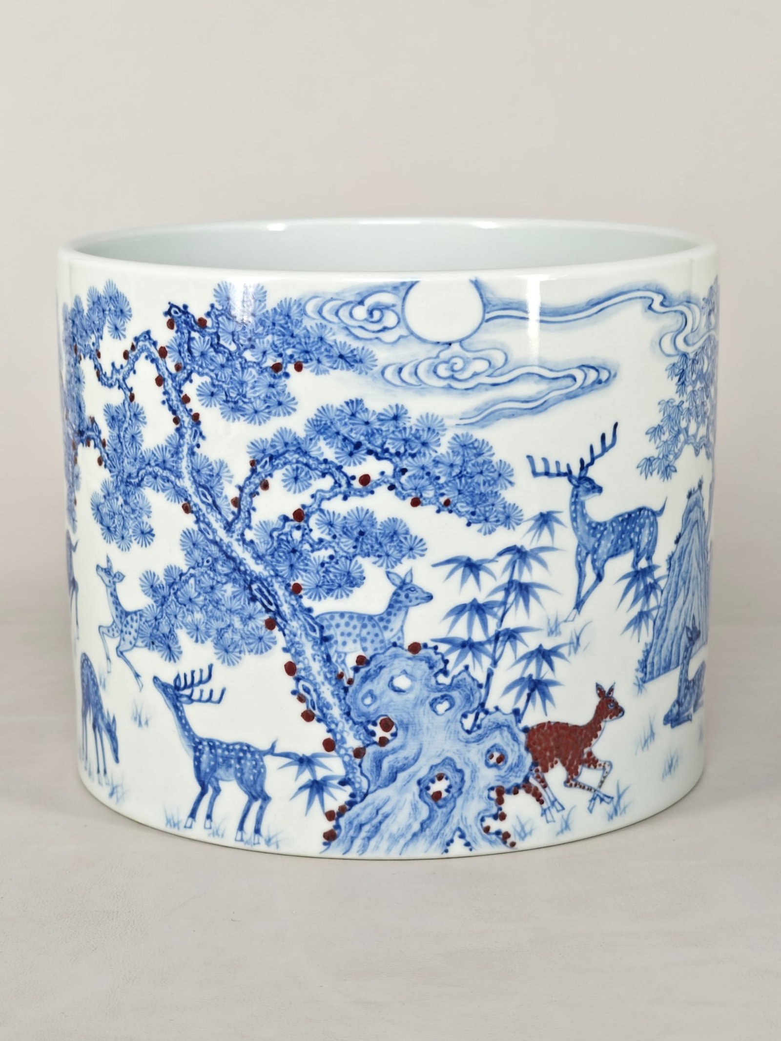 A Chinese Blue and White Porcelain Brush Pot (1 of 8)