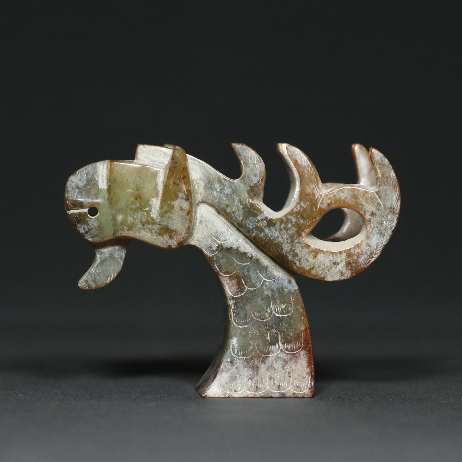 A Chinese Carved Jade Dragon Stick Head (1 of 9)