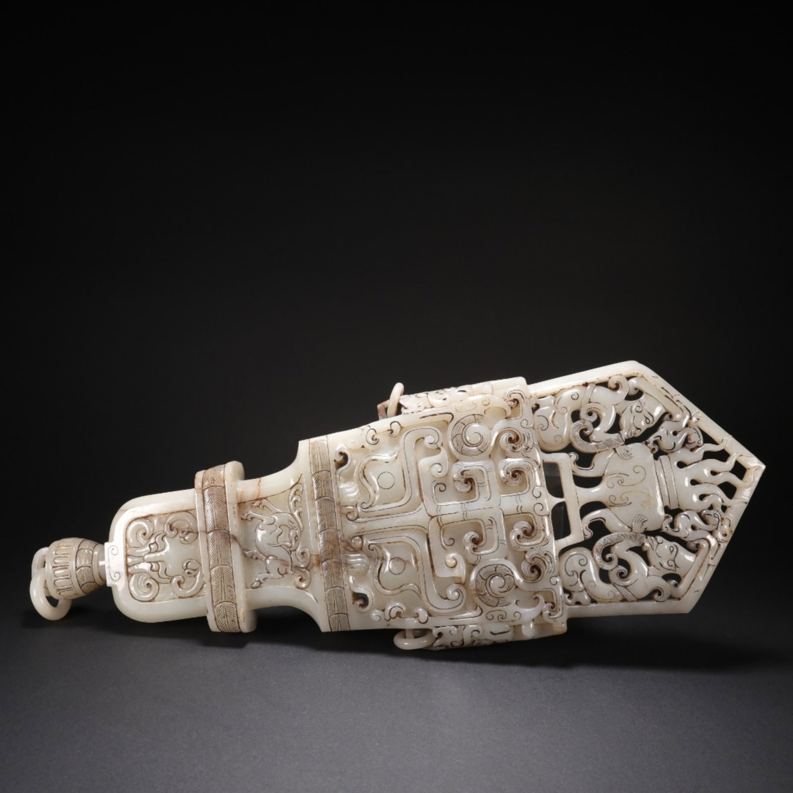 A Chinese Carved Jade Panel with Gold Inlaid (1 of 9)
