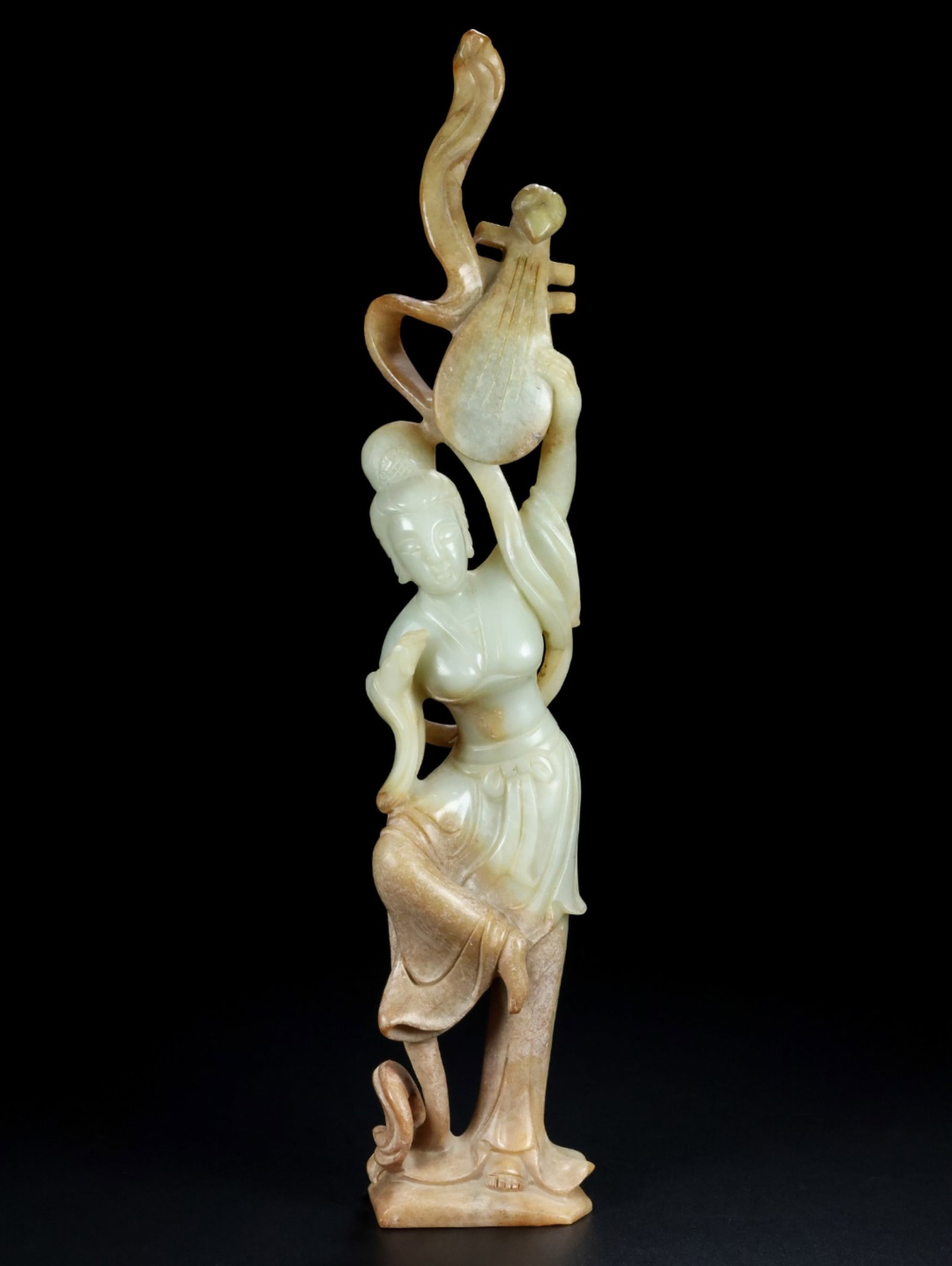 A Chinese Carved Jade Figure of Buddha: A Chinese Carved Jade Figure of Buddha. Ht. 32cm, Wd. 6.4cm, Th. 3.8cm, Wt. 613g