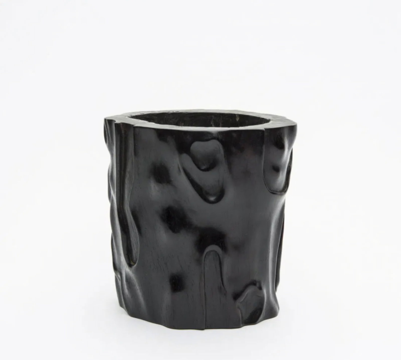A Chinese Carved Hardwood Brush Pot: A Chinese Carved Hardwood Brush Pot. Ht. 12.3cm