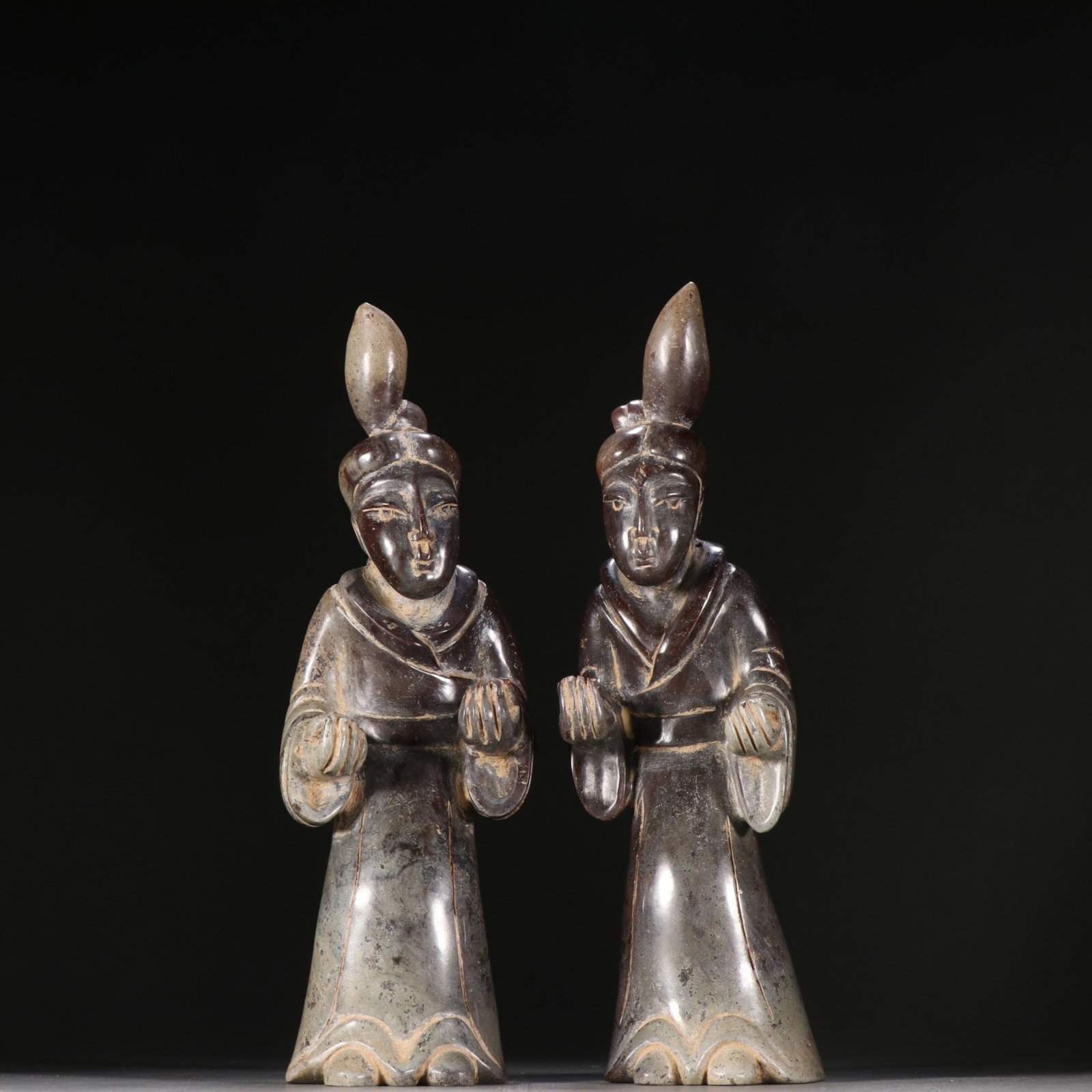 A Pair of Chinese Carved Jade Figures of Officer: A Pair of Chinese Carved Jade Figures of Officer. Ht. 24cm, Wd. 7cm, Wt. 2347.3g