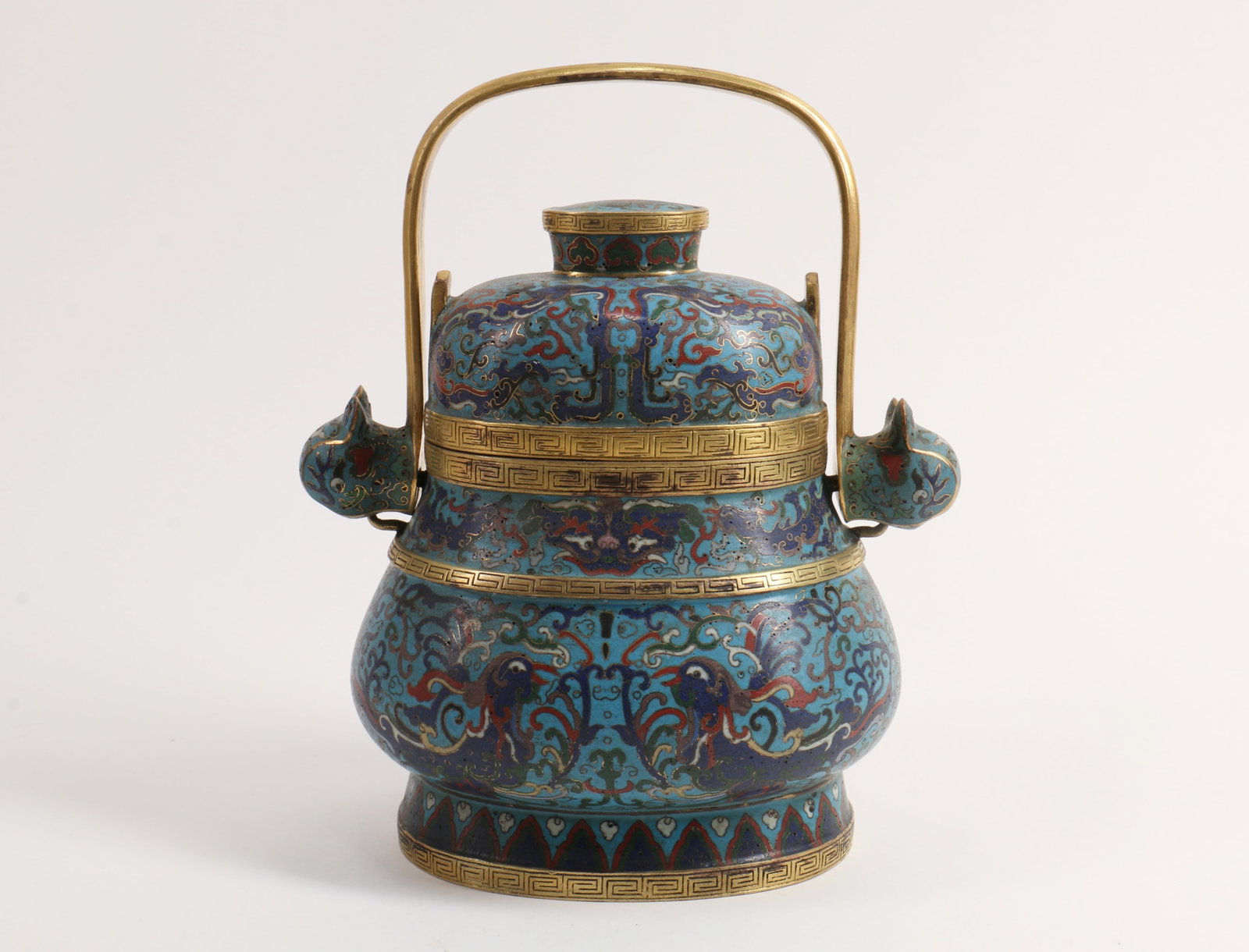 A Chinese Cloisonne Water Pot with Handle (1 of 17)