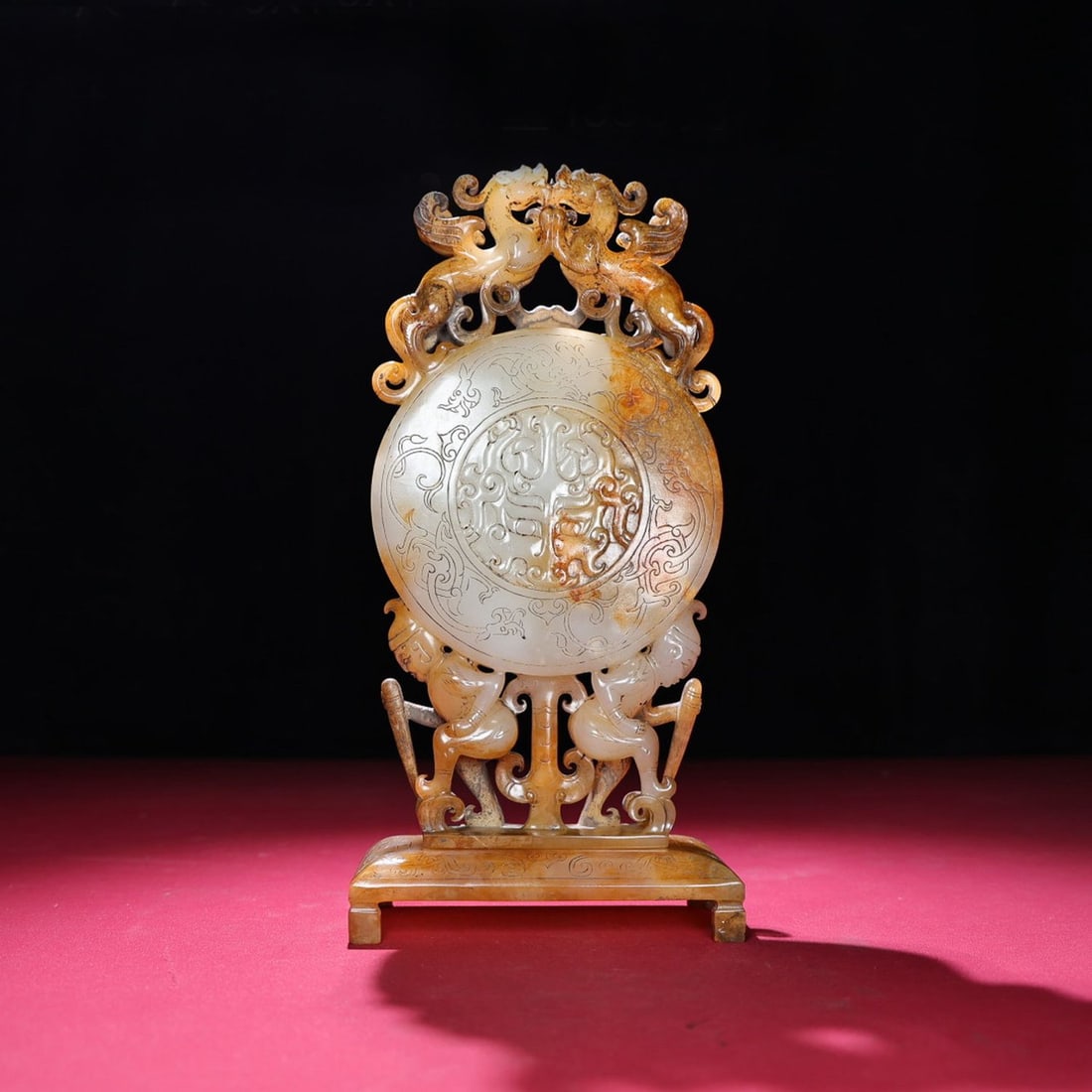 A Chinese Carved Jade Pendant: A Chinese Carved Jade Pendant. Ht. 27cm, Wd. 12.5cm, Th. 5.7cm, Wt. 1335g