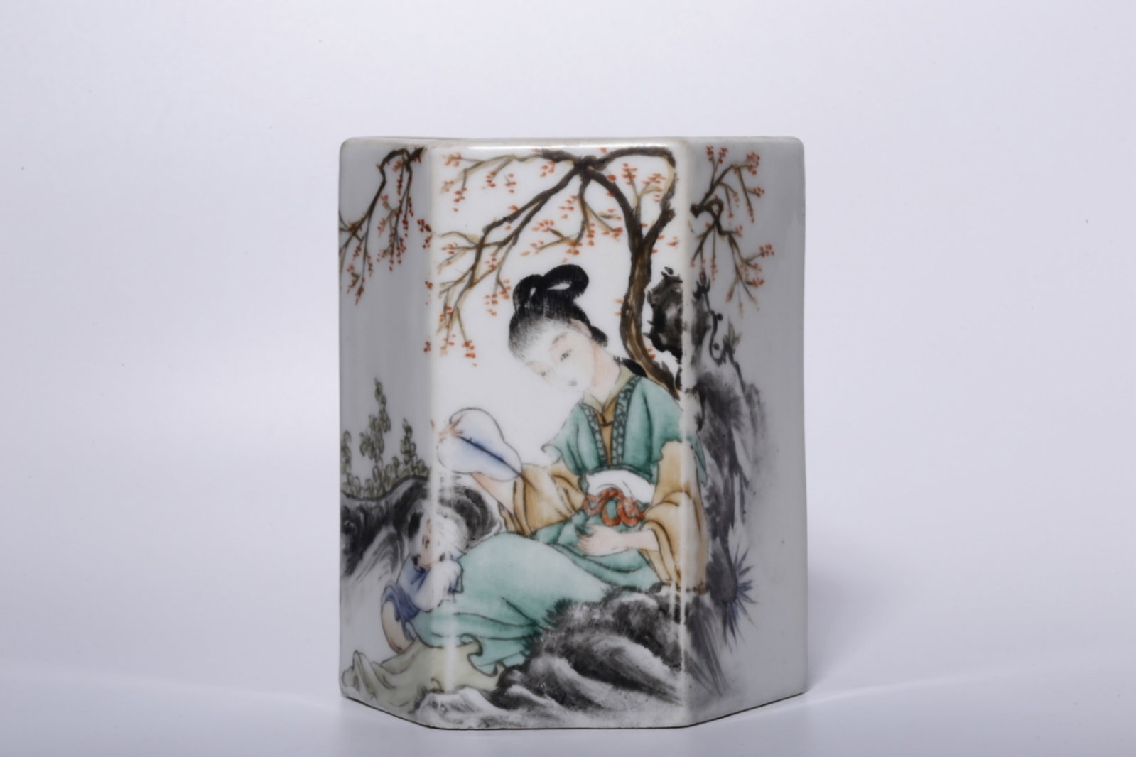 A Chinese Famille-Rose Porcelain Brush Pot (1 of 6)