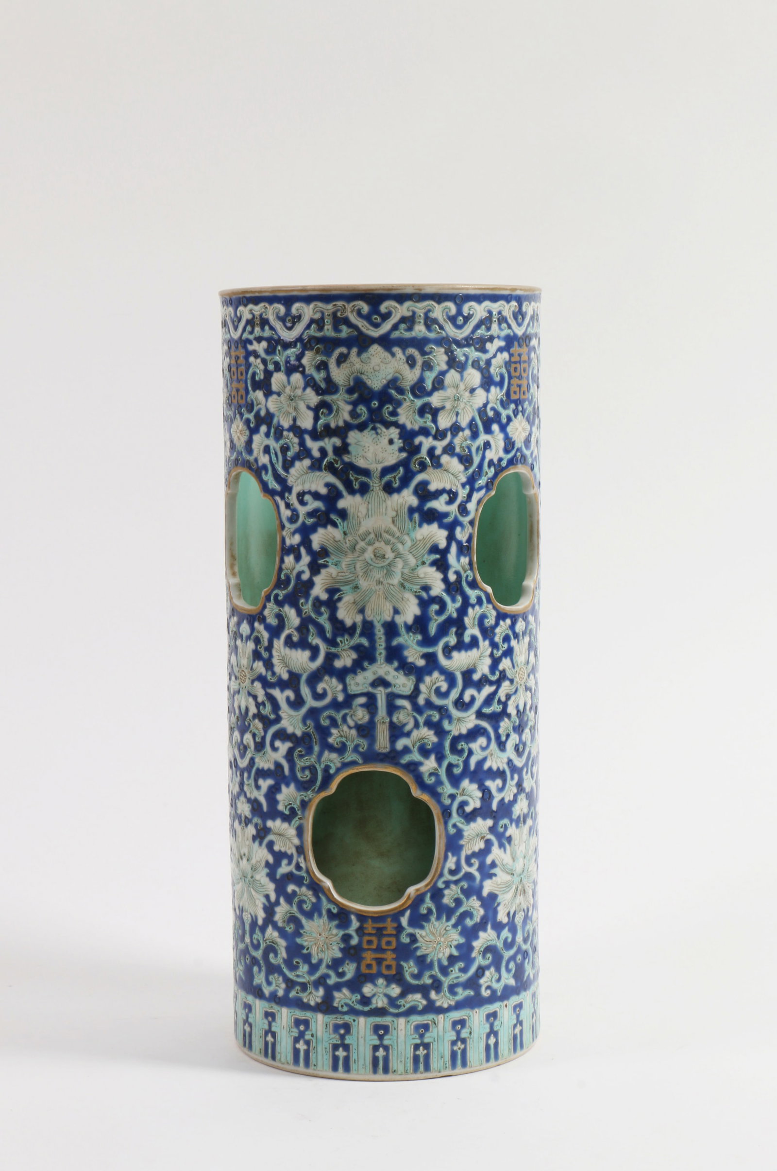 Chinese Carved Blue Ground Porcelain Vase (1 of 7)