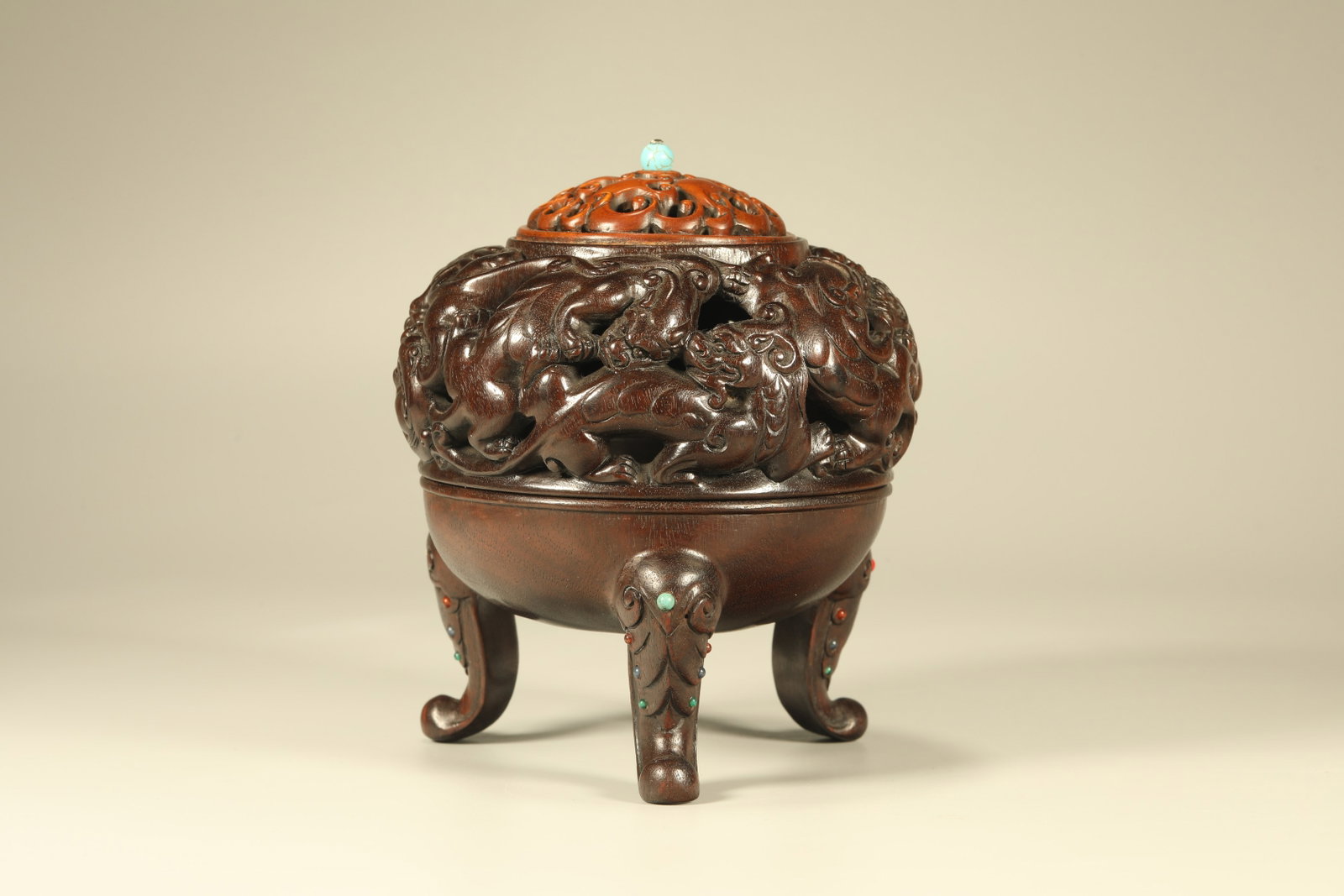 A Chinese Carved Hardwood Incense Burner (1 of 6)