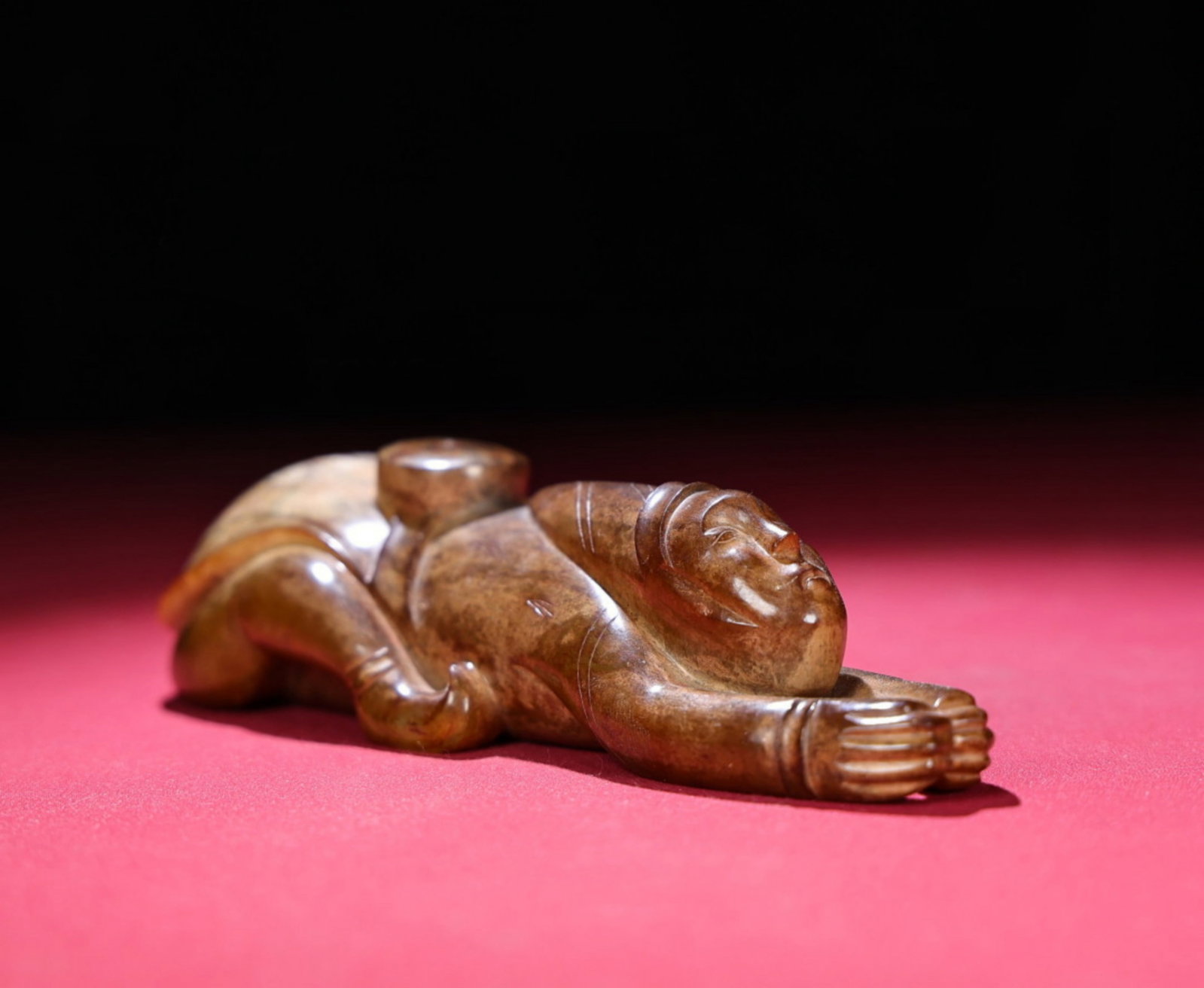 A Chinese Carved Jade Figure of Kneeling Man (1 of 9)