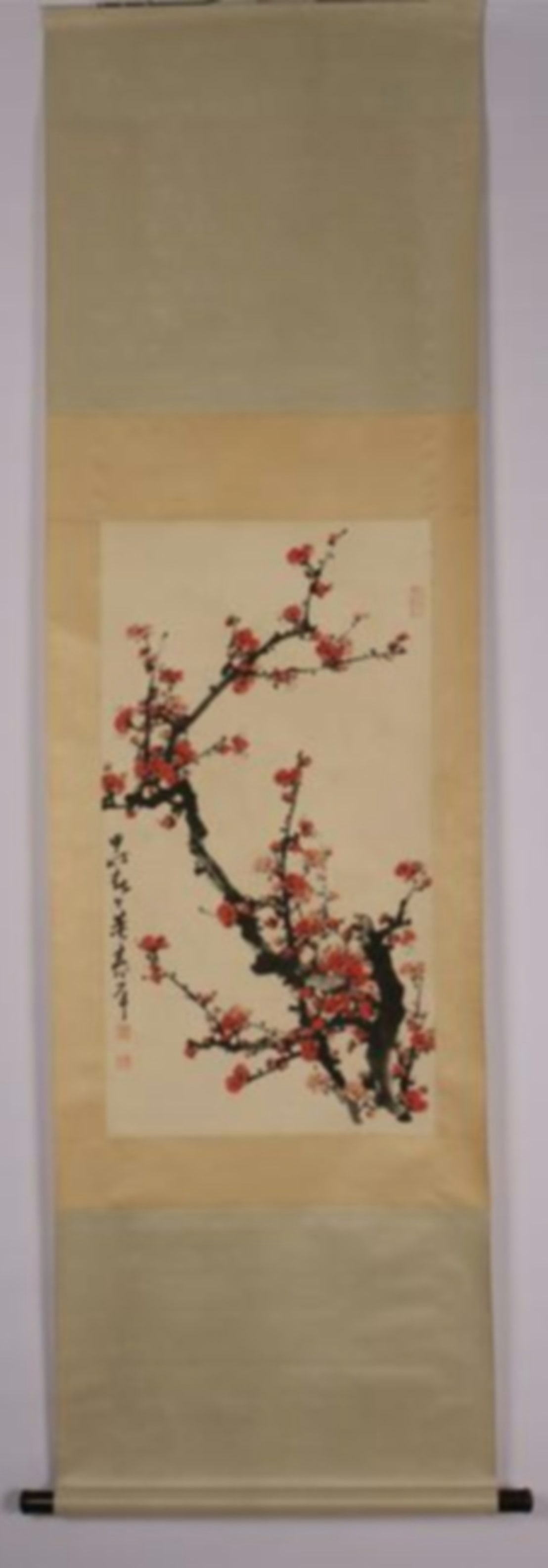 A Chinese Scroll Painting of Red Blossoms (1 of 6)
