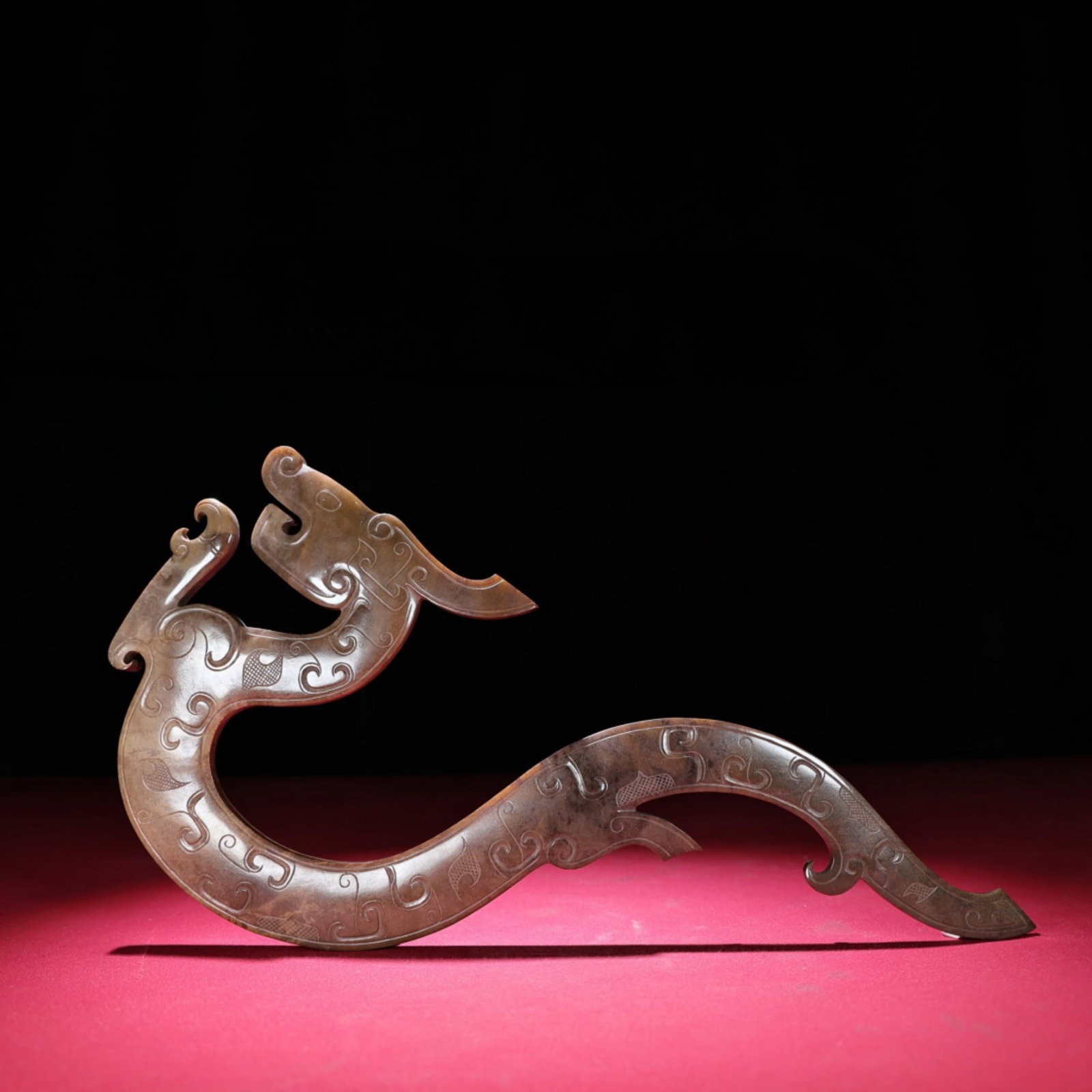 A Chinese Carved Jade Dragon Pendant: A Chinese Carved Jade Dragon Pendant. Lg. 30cm, Wd. 13.7cm, Th. 1cm, Wt. 299g
