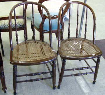 Pair of cane bottom chairs
