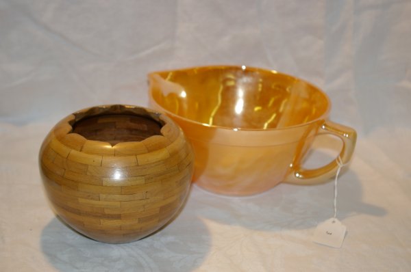 Handmade bowl signed, Howson, Fire King mixing bo