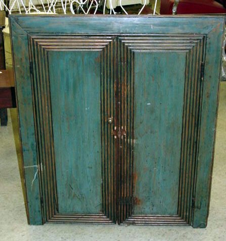 Early Blue cupboard with solid doors
