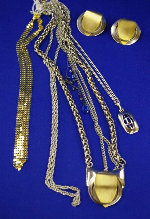 Art Deco Necklace And Earring Set: Art Deco Necklace And Earring Set Plus Two Other Necklaces