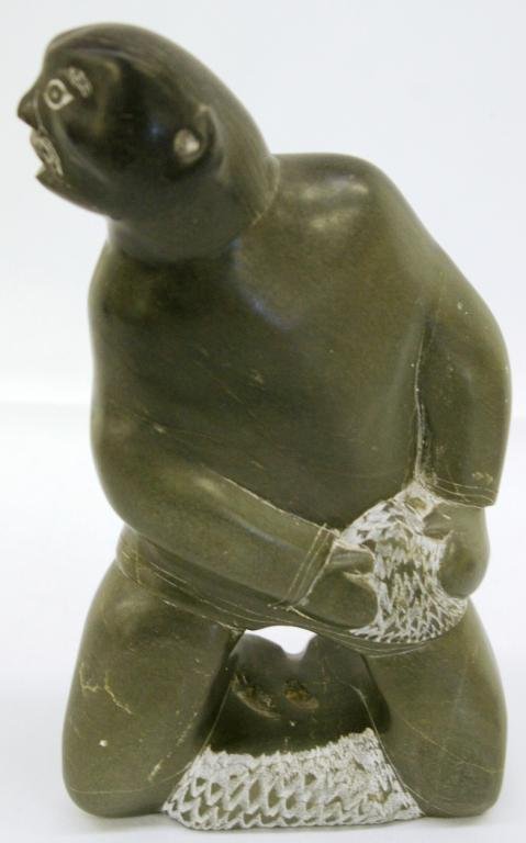 Signed Soapstone Carving: Measures 8 3/4"h X 4 3/4"w