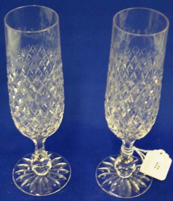 Pair Of Signed Crystal Champagne Flutes