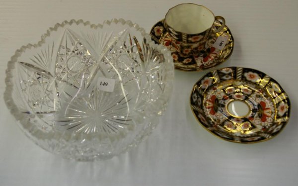Signed Birks Crystal Dish & Aynsley Cup 2 Saucers