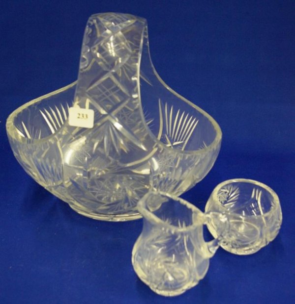 Pinwheel Crystal Basket, And Cream & Sugar