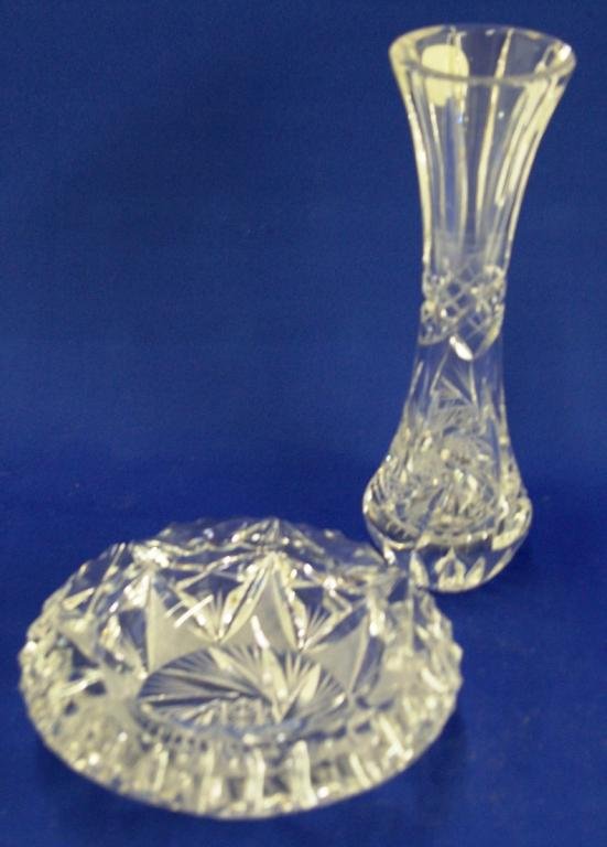 Pinwheel Bohemia Crystal Vase And Ashtray