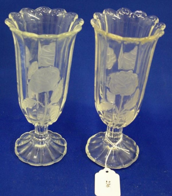 Pair Of Pressed Glass Spooners