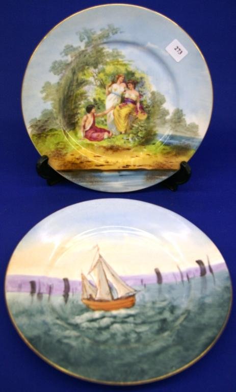 2 Hand-painted Limoges Plates
