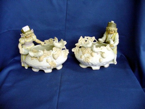 PAIR OF GERMAN BISQUE PLANTERS