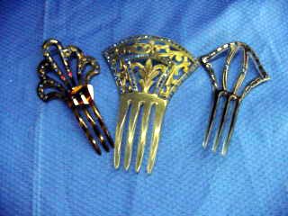 3 Jeweled Faux Tortoise Shell Hair Combs: 3 Jeweled Faux Tortoise Shell Hair Combs Shipping Estimate: C$15