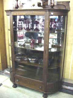 Quarter Cut Oak Bow Front China Cabinet