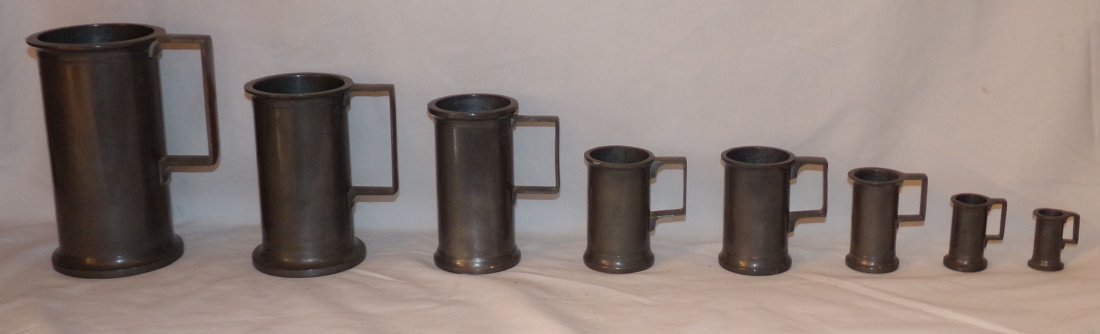 Graduated Set/8 Pewter Mugs (1 of 7)