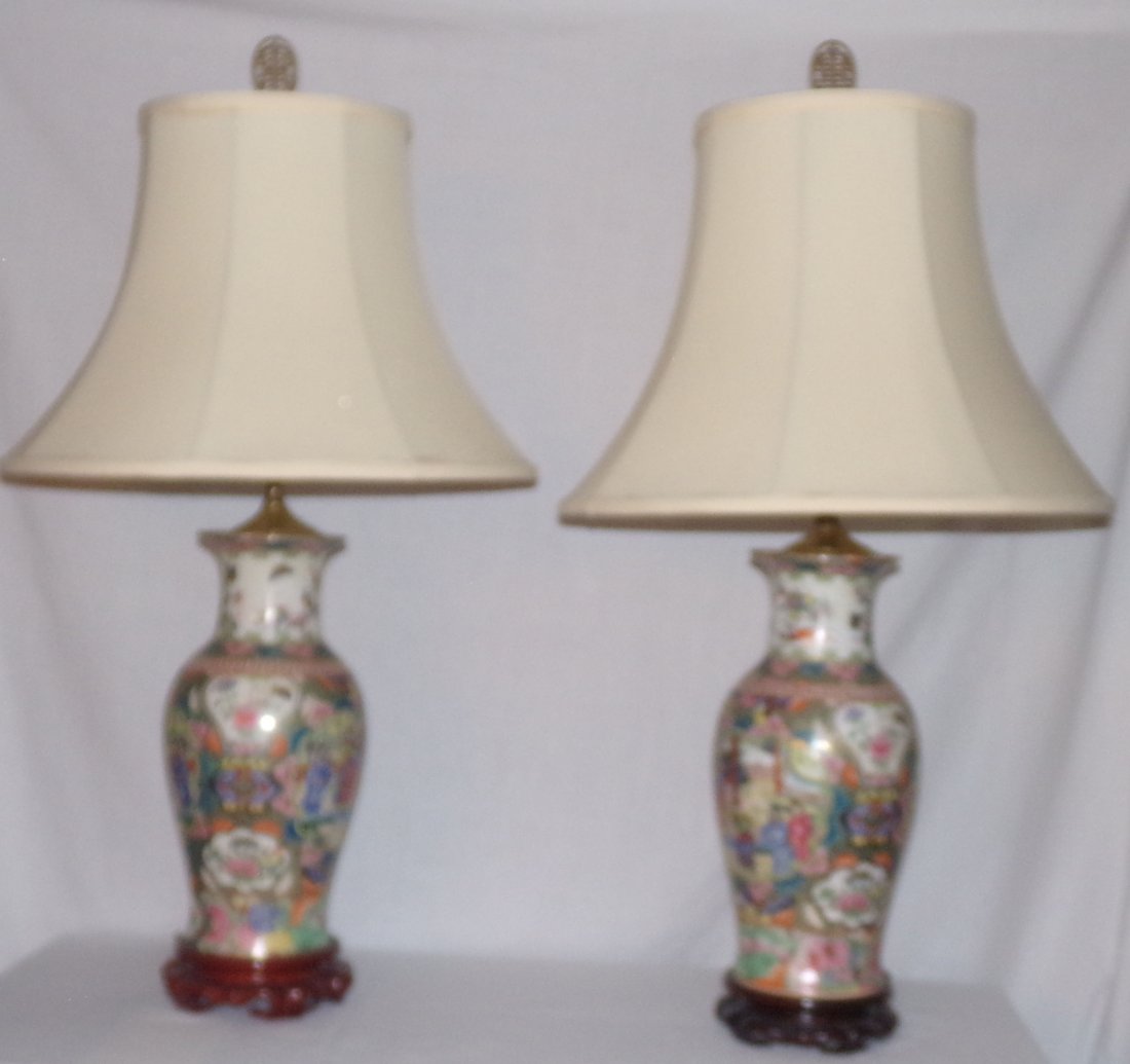 Pair Modern Rose Medallion Table Lamps (1 of 1)