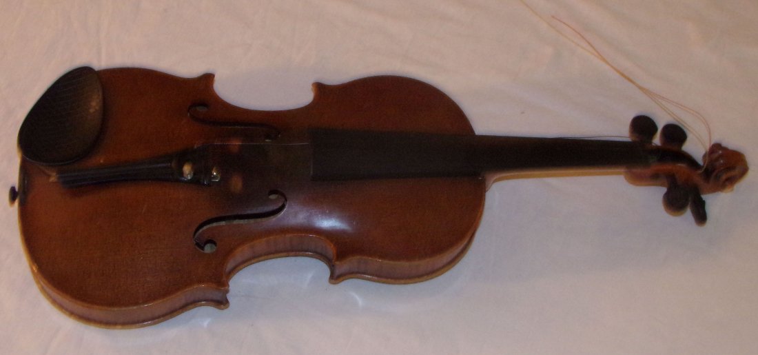 Violin: Violin marked on paper label inside case, "Made Exclusively For First National Institute Of Allied Arts Of America", Made In Germany, FNIAA, UNRESTORED CONDITION w/bridge & base piece w/violin but not