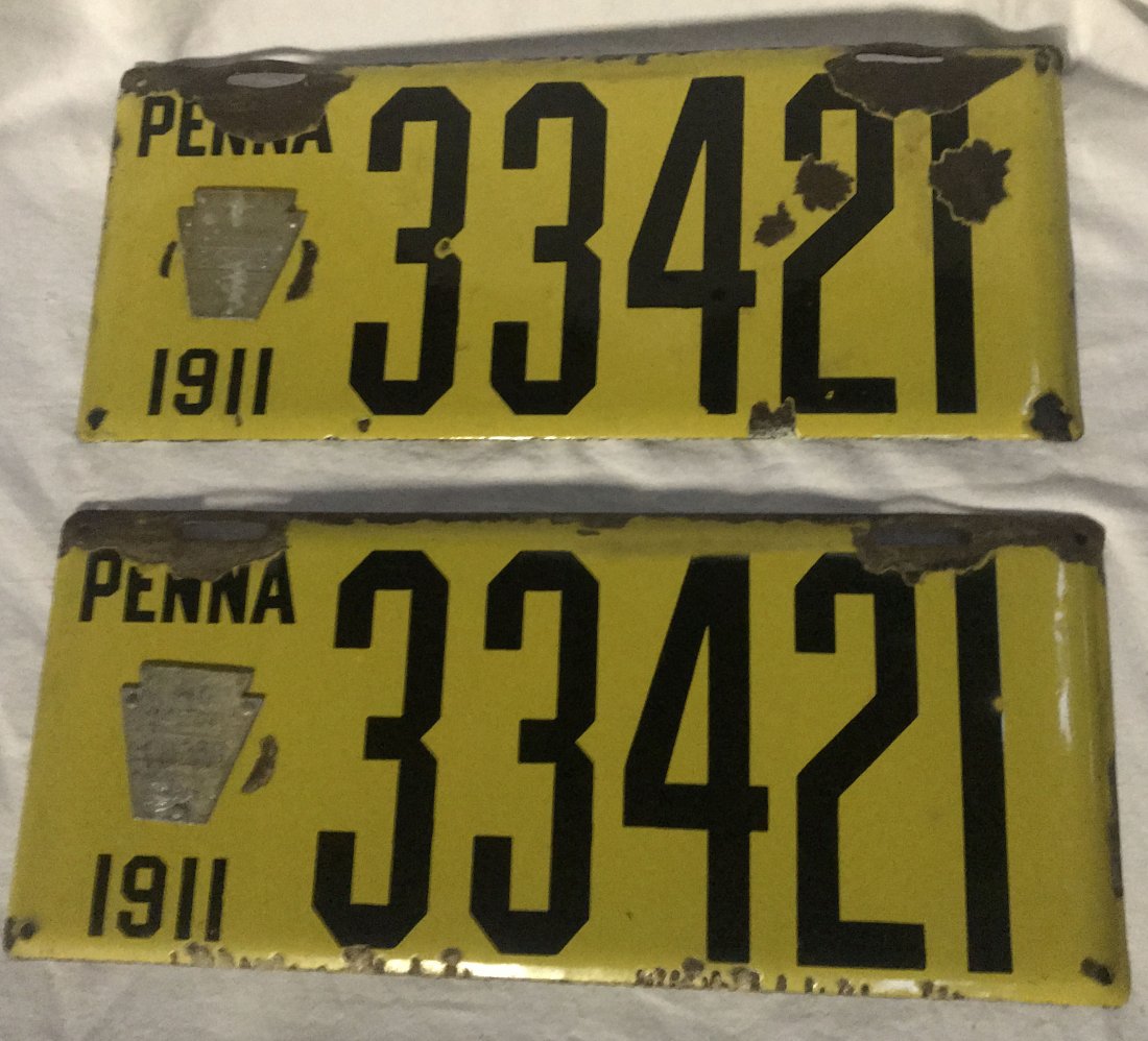 Pair of Vintage PA License Plates-1911 (1 of 9)