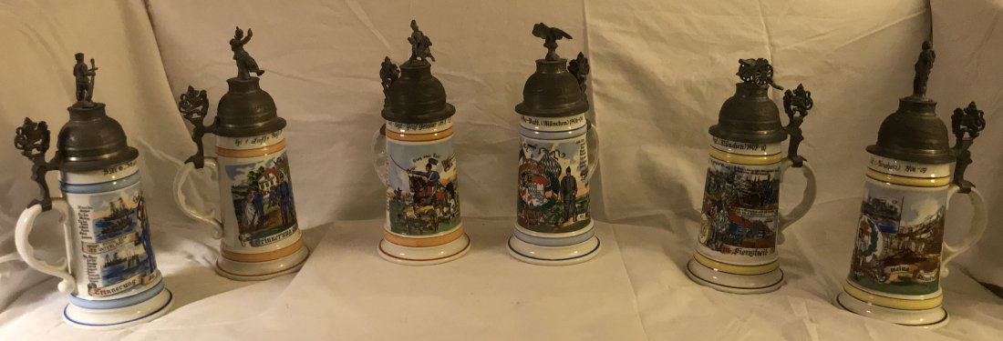 Set of 6 German Porcelain Steins (1 of 7)