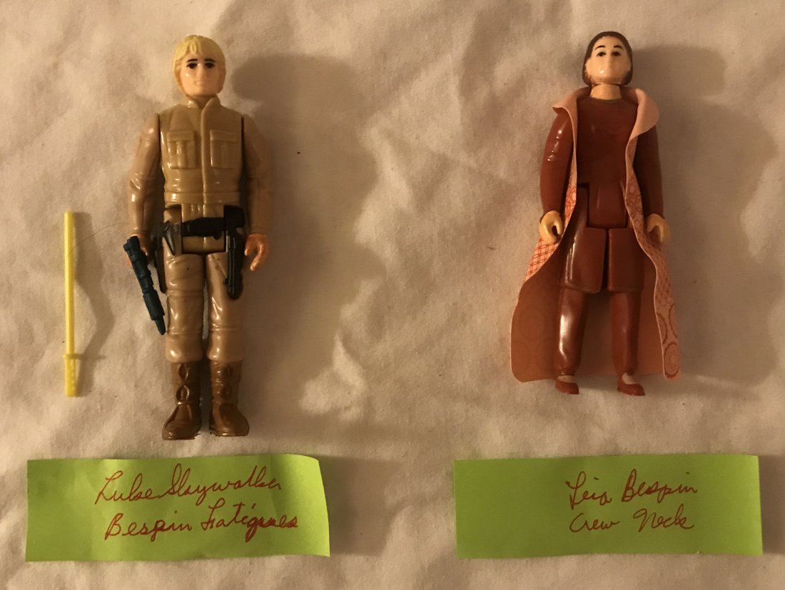 (2)) Star Wars Figures: Lot of (2) Star Wars Figures by Kenner, 1977/78, Luke Skywalker in bespin outfit, Princess Leia in bespin crew neck outfit, good condition