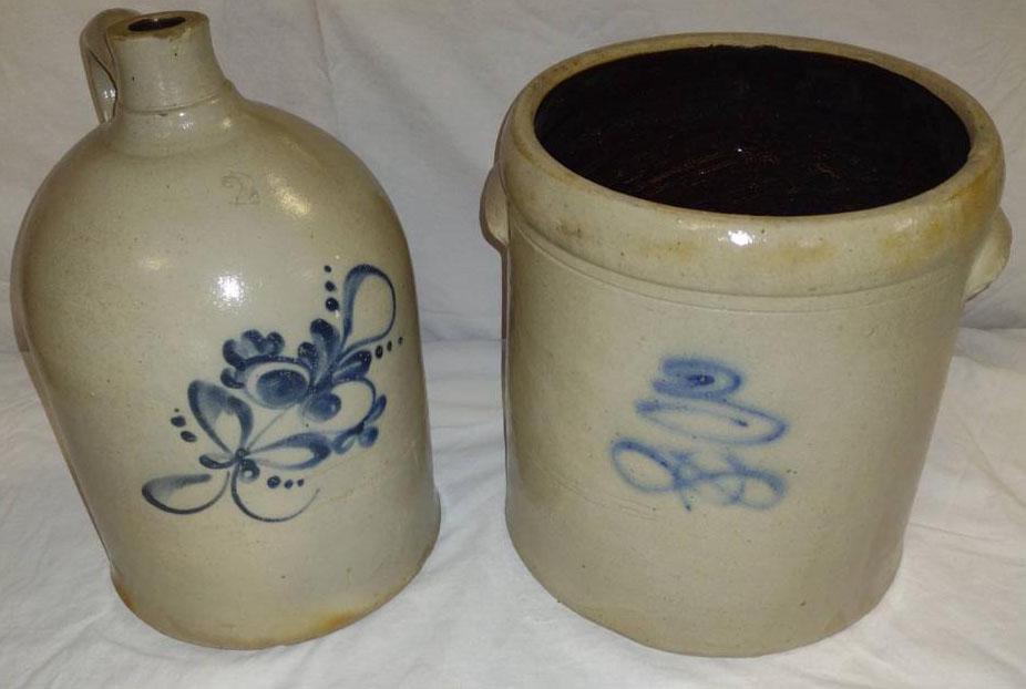 Lot/2  Blue Decorated Stoneware Pieces (1 of 11)