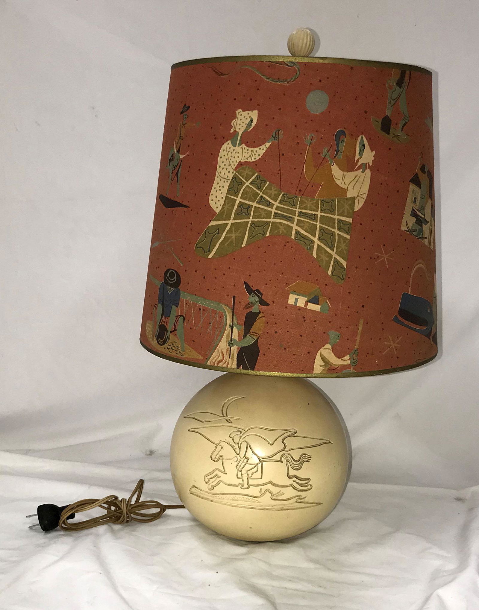 Round Ivory Colored Lamp (1 of 8)