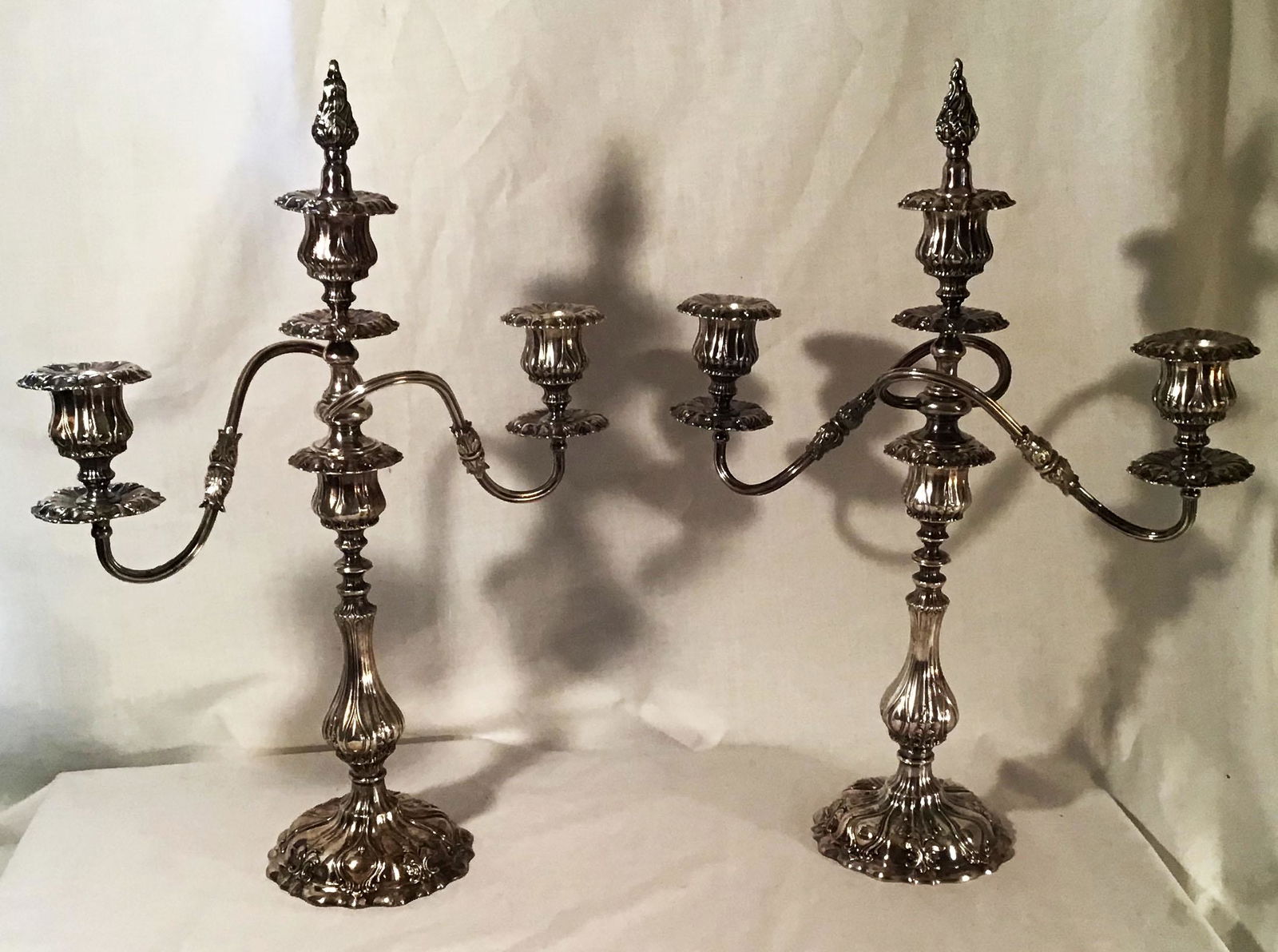 Pair of Fancy Plated Silver Candelebra (1 of 6)