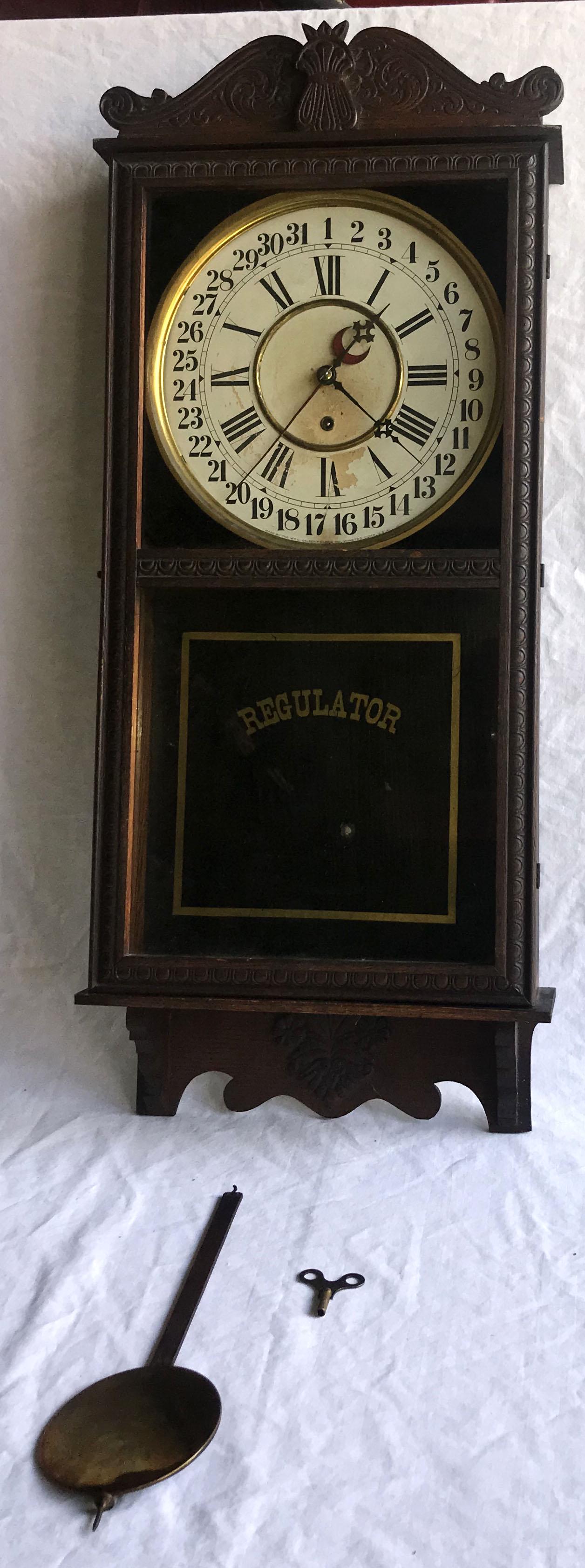 Late 19th/Early 20th C Wall Regulator Clock (1 of 11)