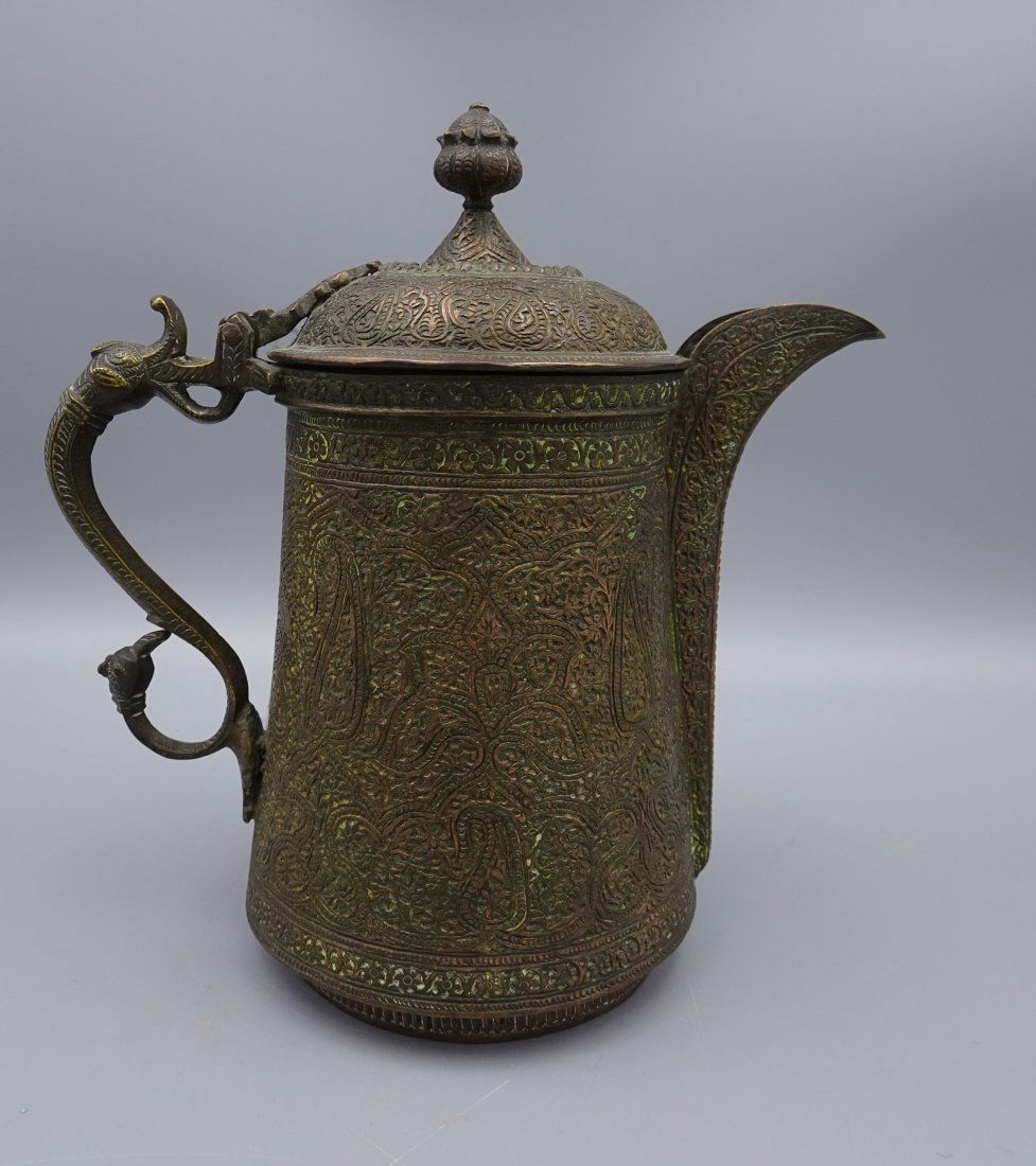 ANTIQUE 19c COPPER KASHMIR MIDDLE EASTERN COFFEE POT (1 of 8)
